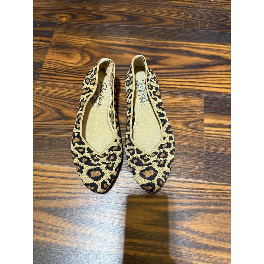 Skechers Air Colled Memory Foam Knit Ballet Flats Cheetah Print Size 8 - Picture 2 of 8